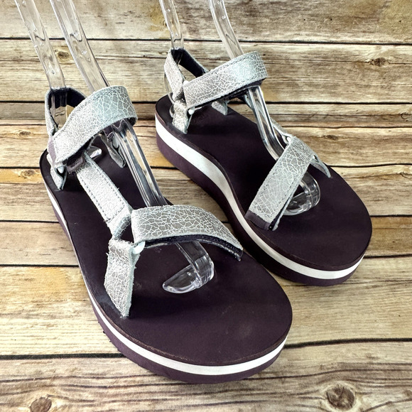 Teva Womens Flatform Universal Metallic Purple Sandals Size 9 - Picture 1 of 8
